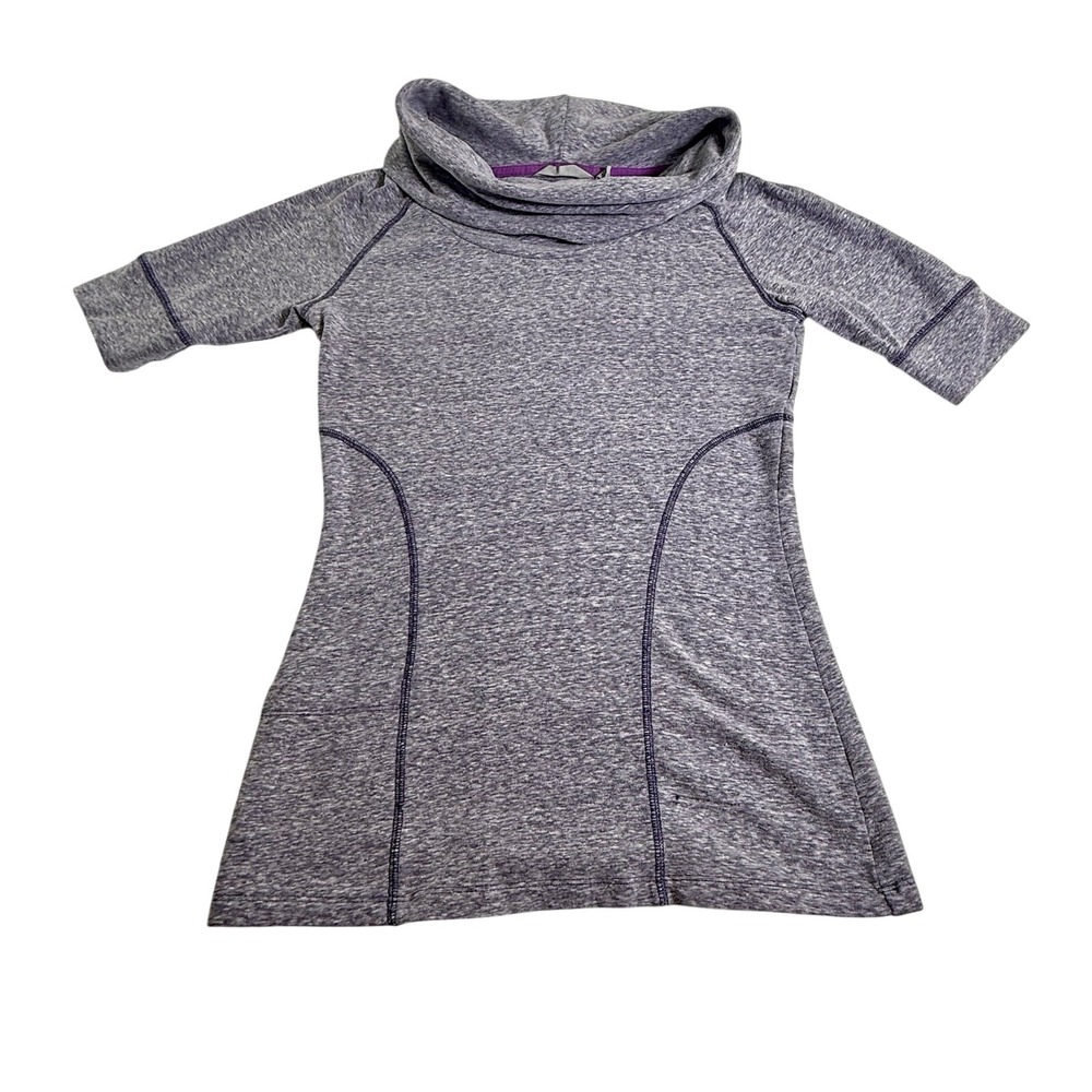 Athleta Cowl Neck Tunic Women‎ XXS Purple Good Space Dye Short Sleeve Athleisure